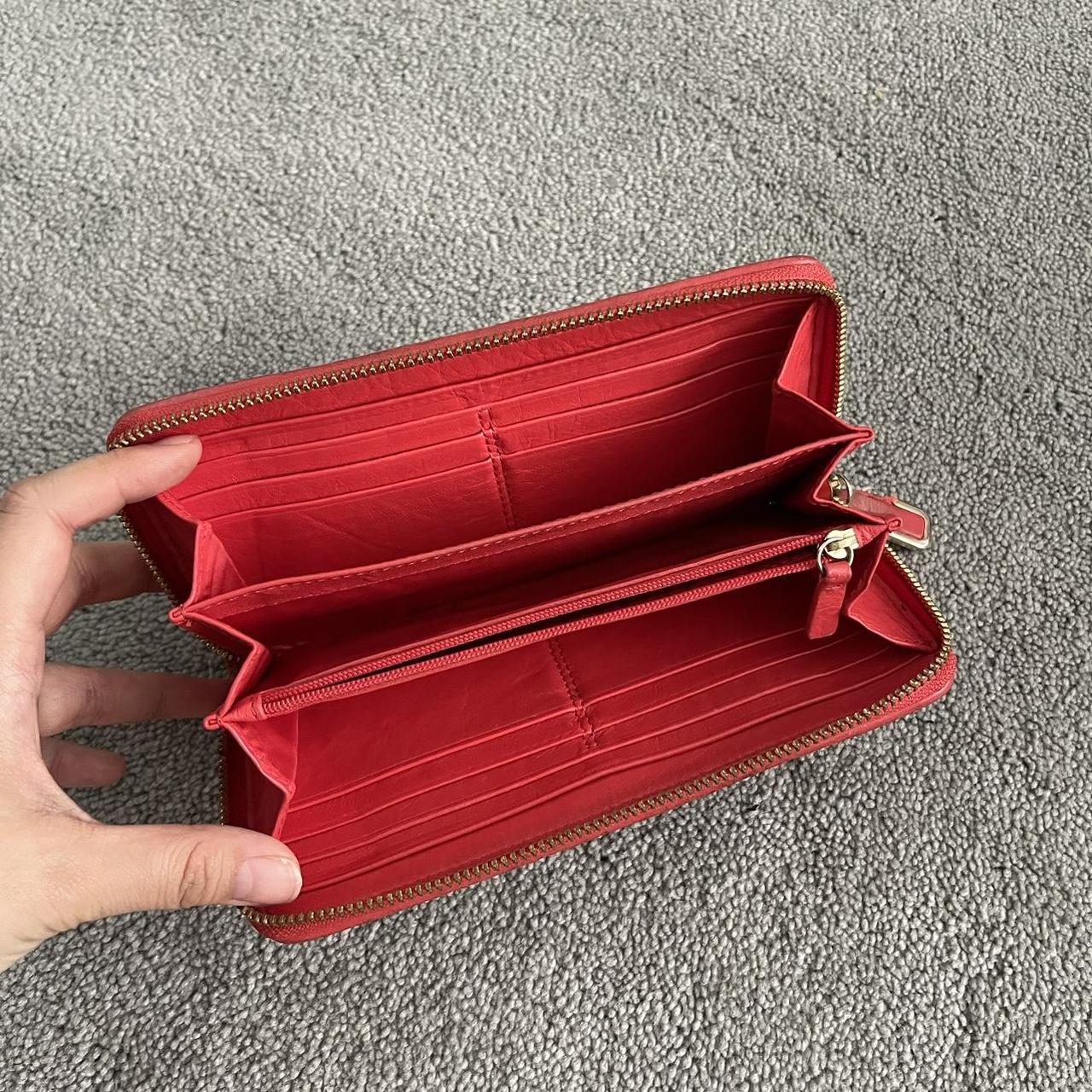 Vintage Red Scrunched Coach Long Wallet 100%... - Depop