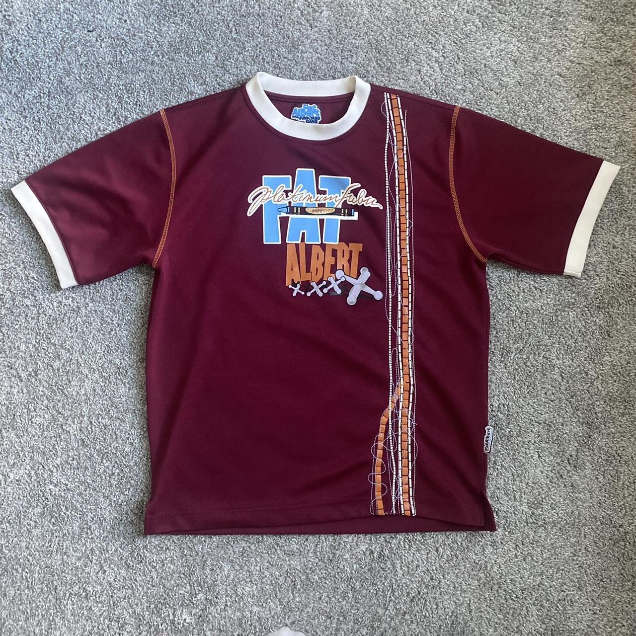 FUBU Men's Burgundy and White T-shirt