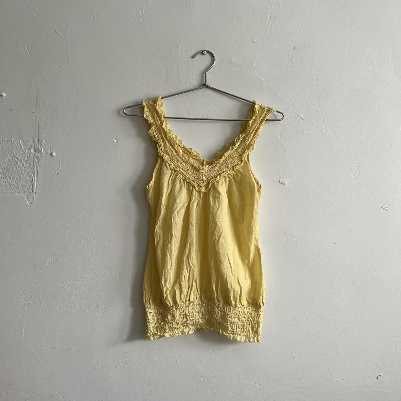 Vintage coquette warm yellow tank top by - Depop