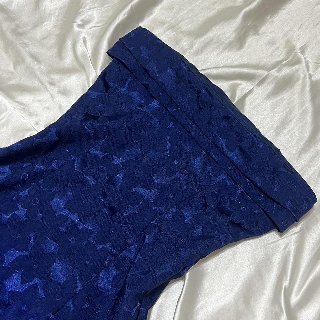 Lucy in the sky mini dress royal blue floral... - Depop