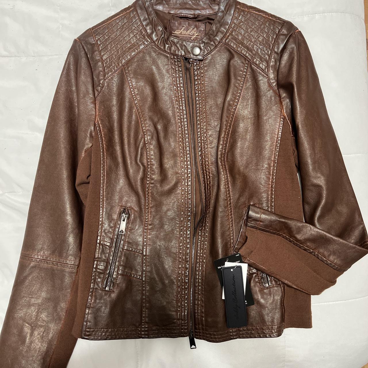 Stretchy on sale leather jacket