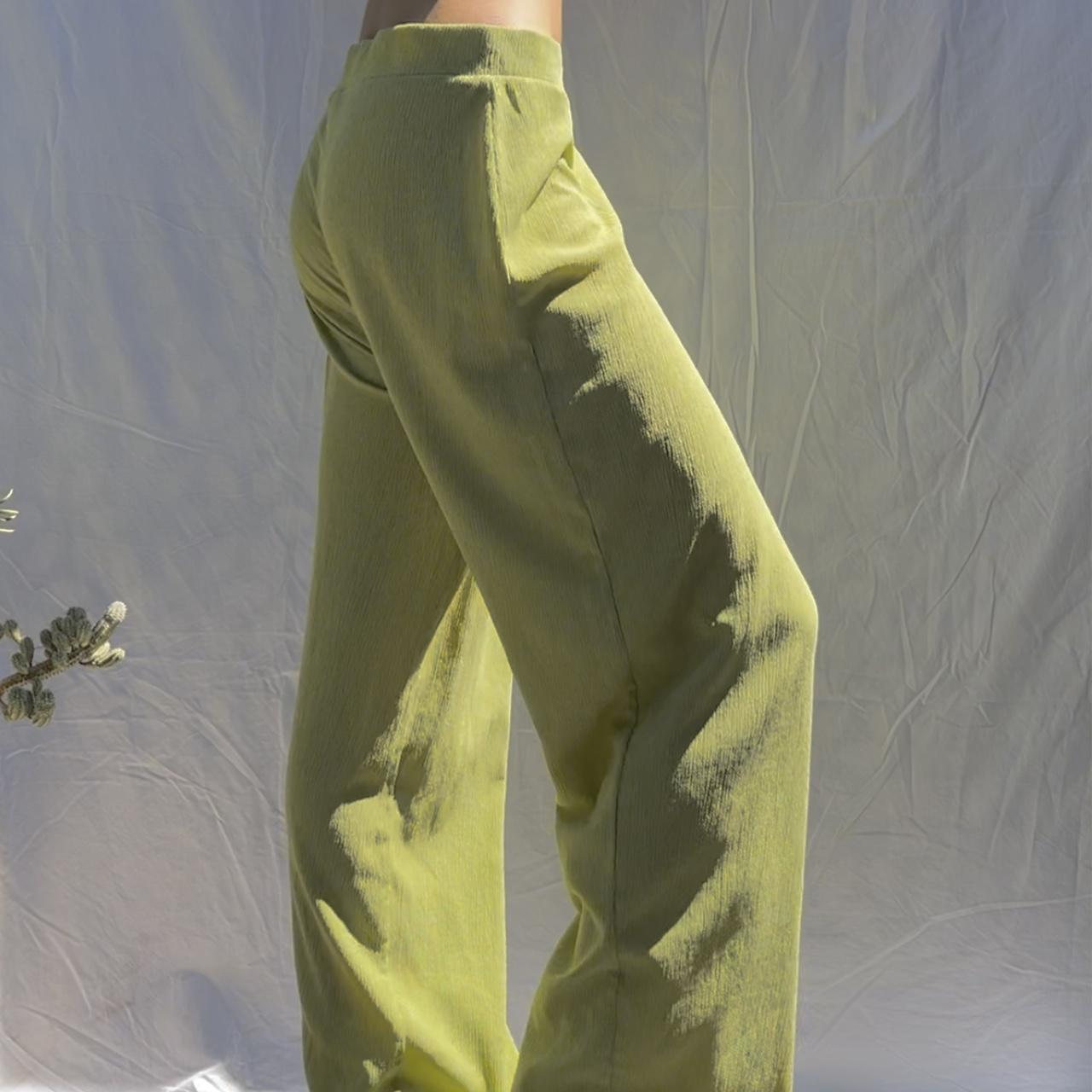 lime green relaxed fit wide leg pants model is... - Depop