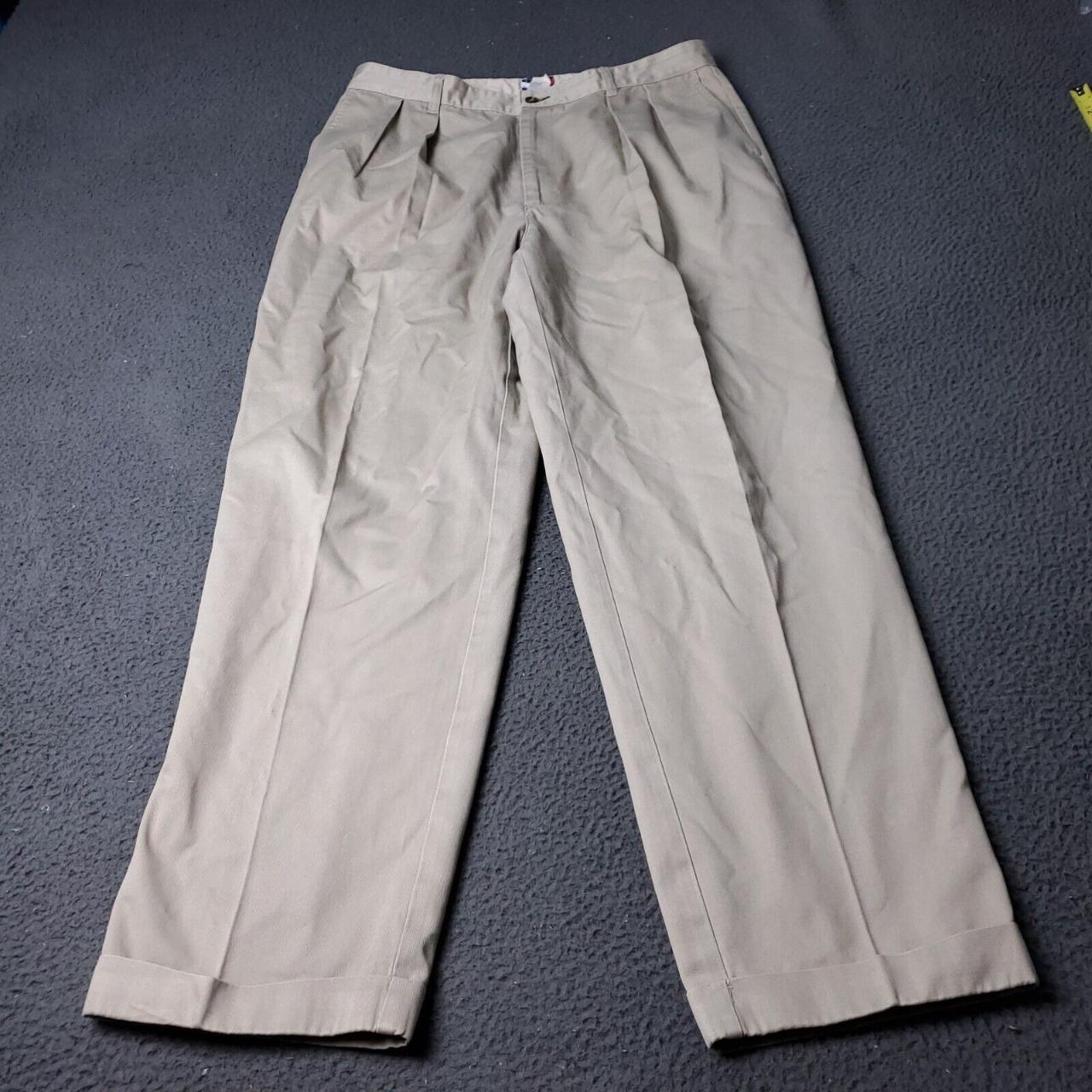 Vintage Tommy Hilfiger Pleated Chino Khaki Pants Tan... - Depop