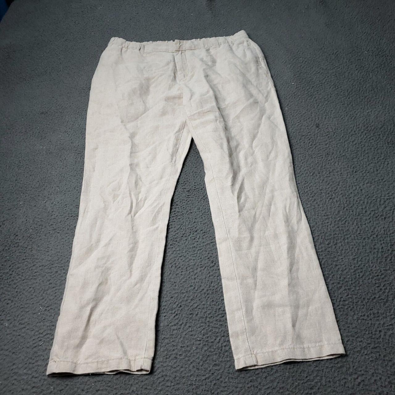 Black Brown Linen Dress Pants Trousers Tan Mens... Depop