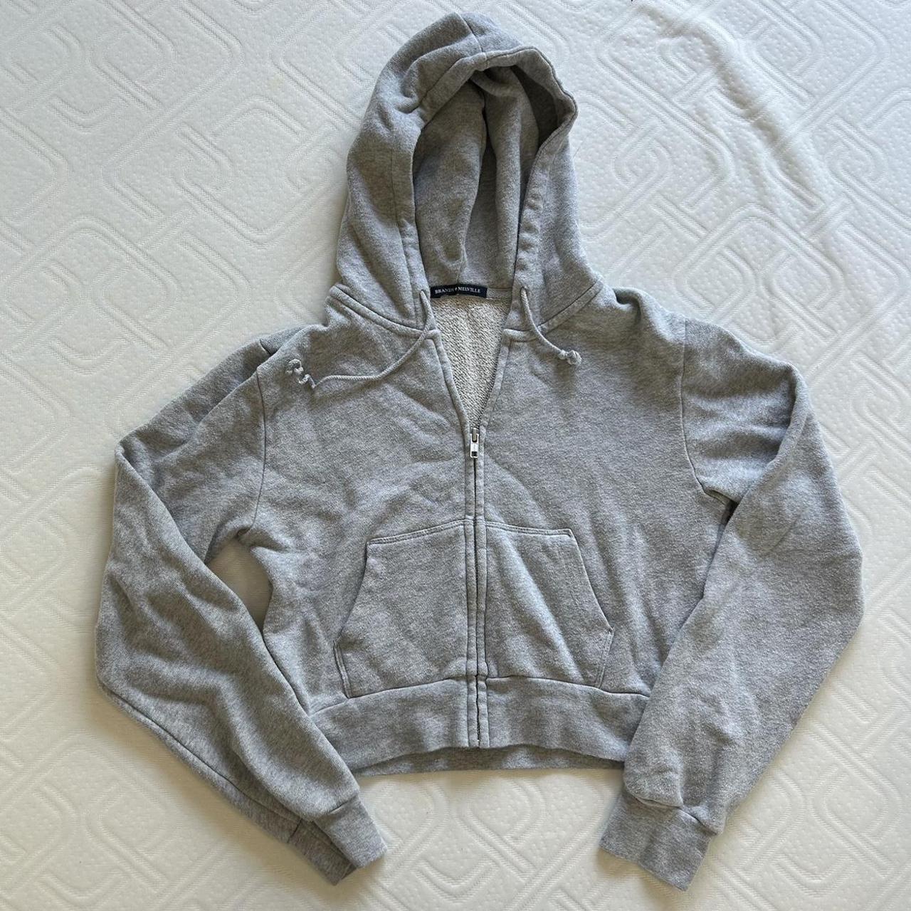 brandy melville cropped gray crystal hoodie only... - Depop