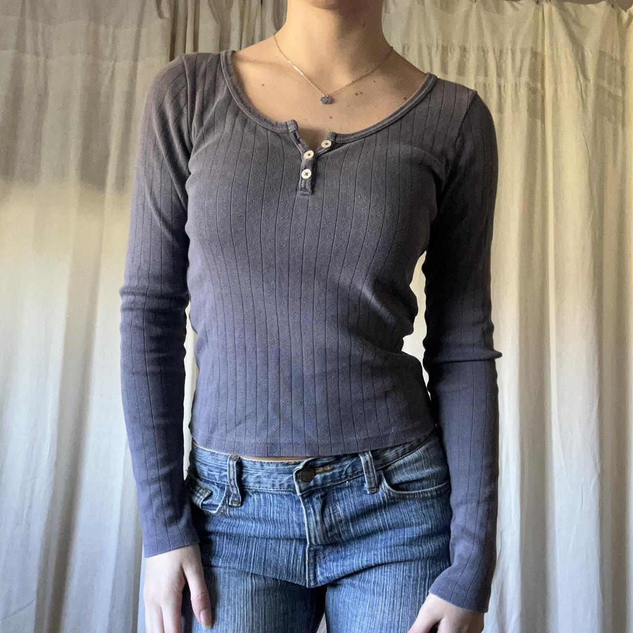 brandy melville long sleeve zelly eyelet top Depop