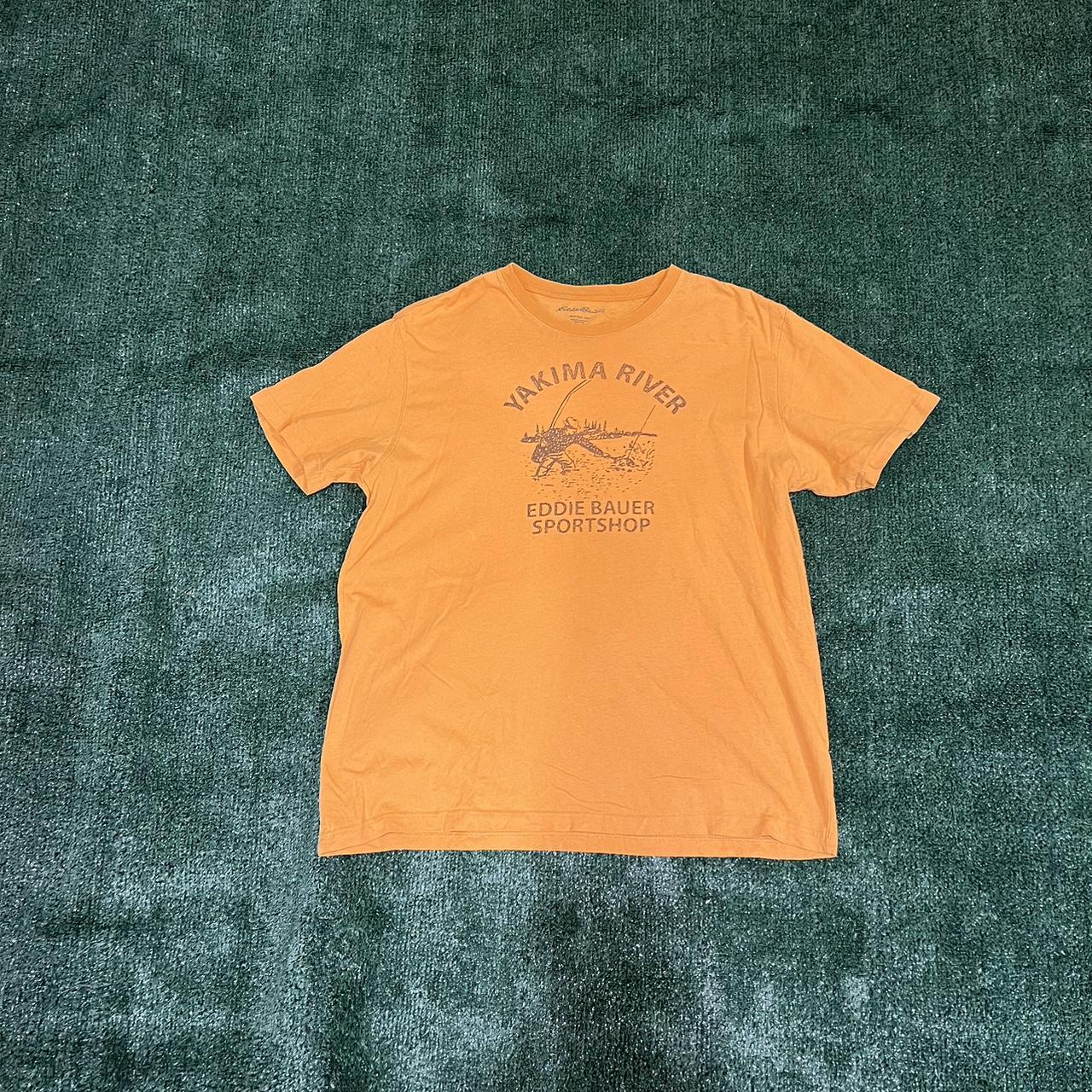 Eddie Bauer Men's Yellow and Gold Tshirt Depop