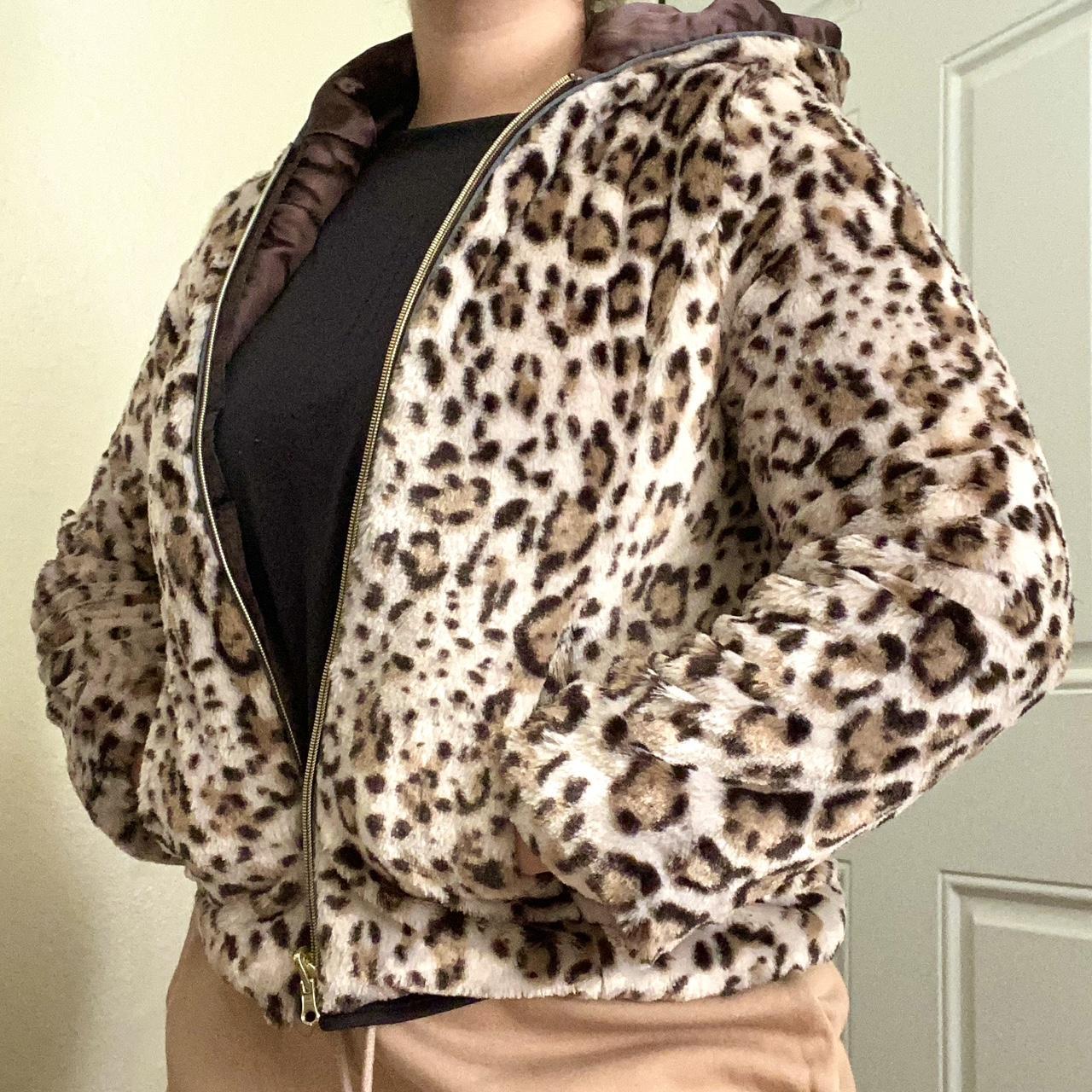 cheetah print fur coat George, faux fur, inside is... - Depop