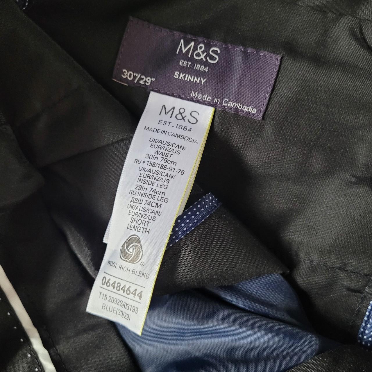 M&S Men's Navy Blue Suit Trousers 30