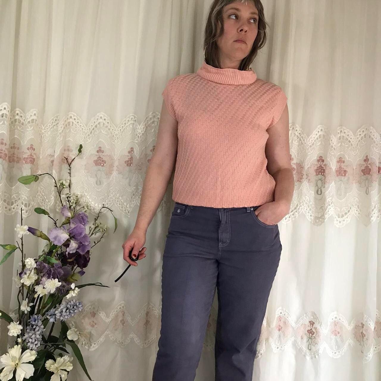 Vintage turtleneck sweater peach sleeveless Depop