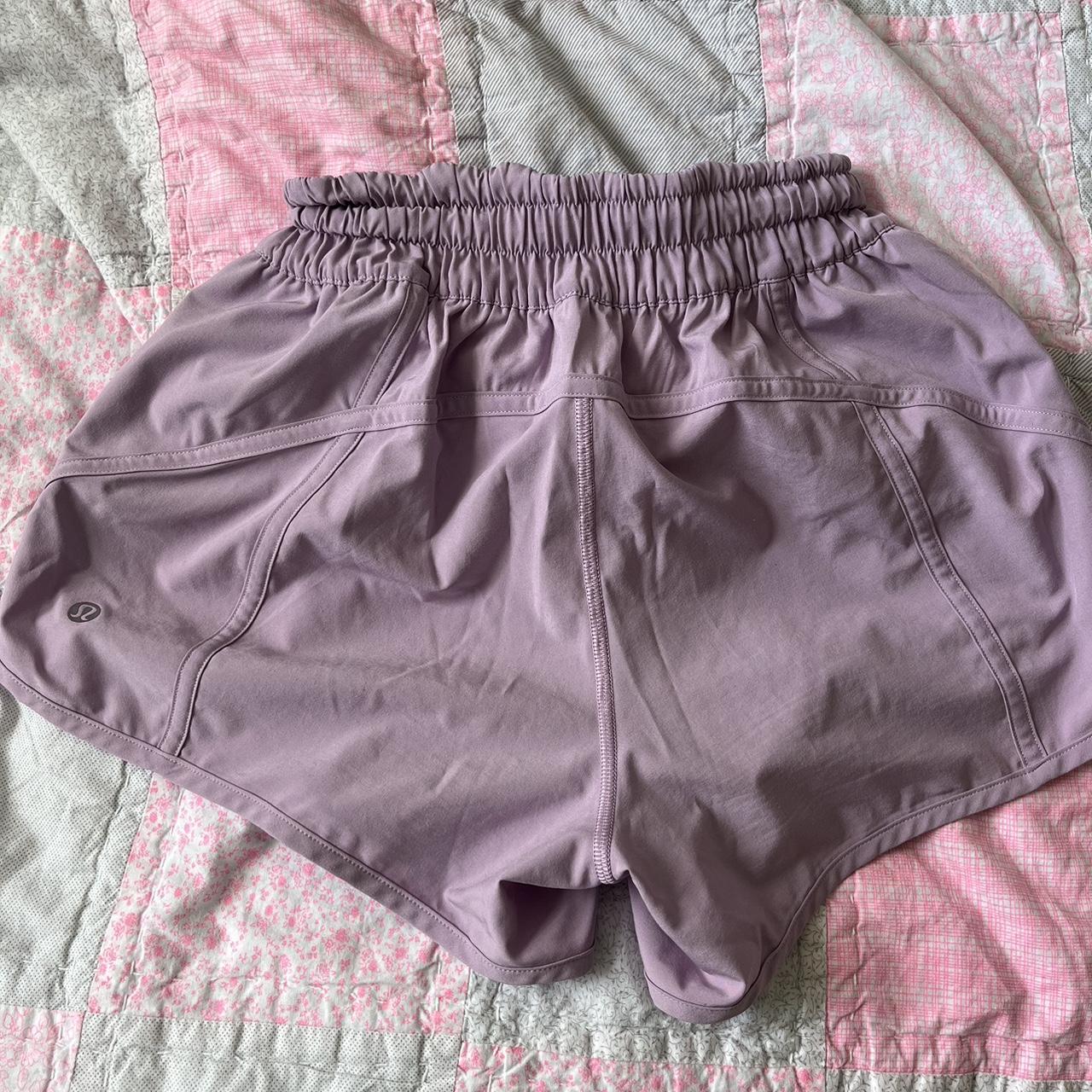 Lululemon low rise Hotty hot shorts in lilac Size... - Depop