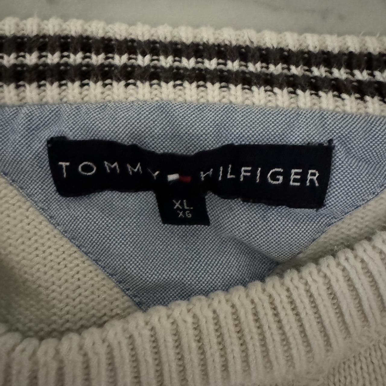 White Tommy Hilfiger jumper Heavy knit Tiny mark... - Depop