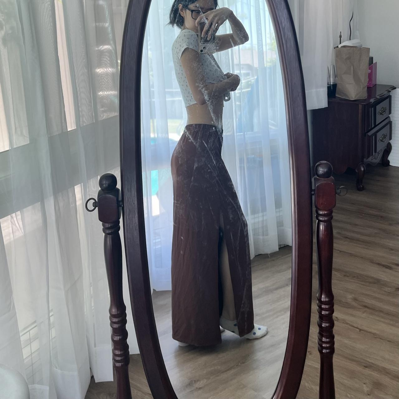 brown maxi skirt with slit • size L but fits size M... - Depop