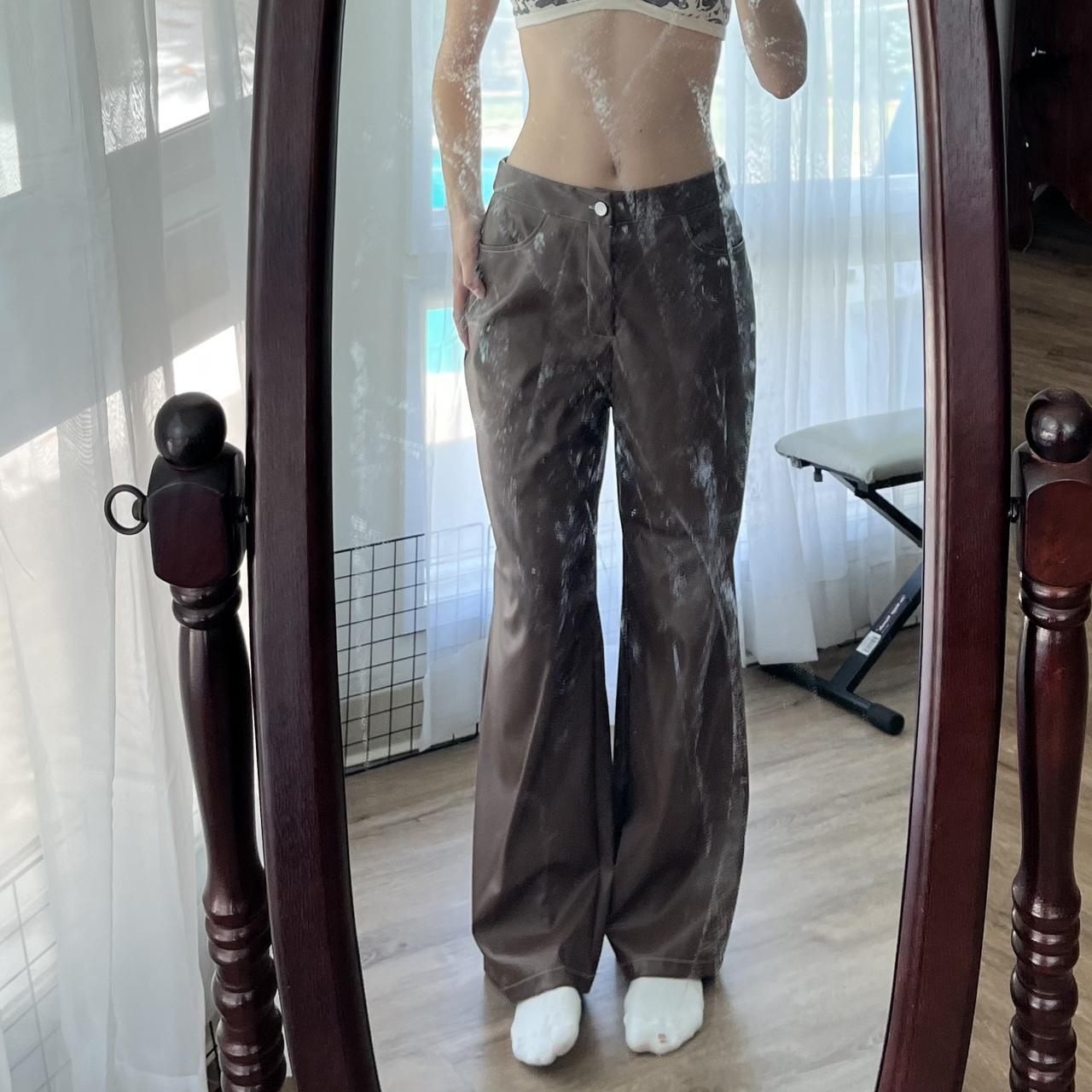 cider faux brown leather pants • size M, true to... Depop