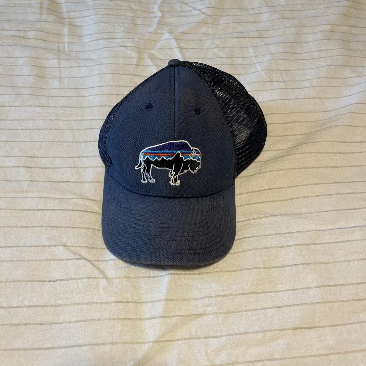 Navy Patagonia Buffalo Hat Size One Size Fits... Depop