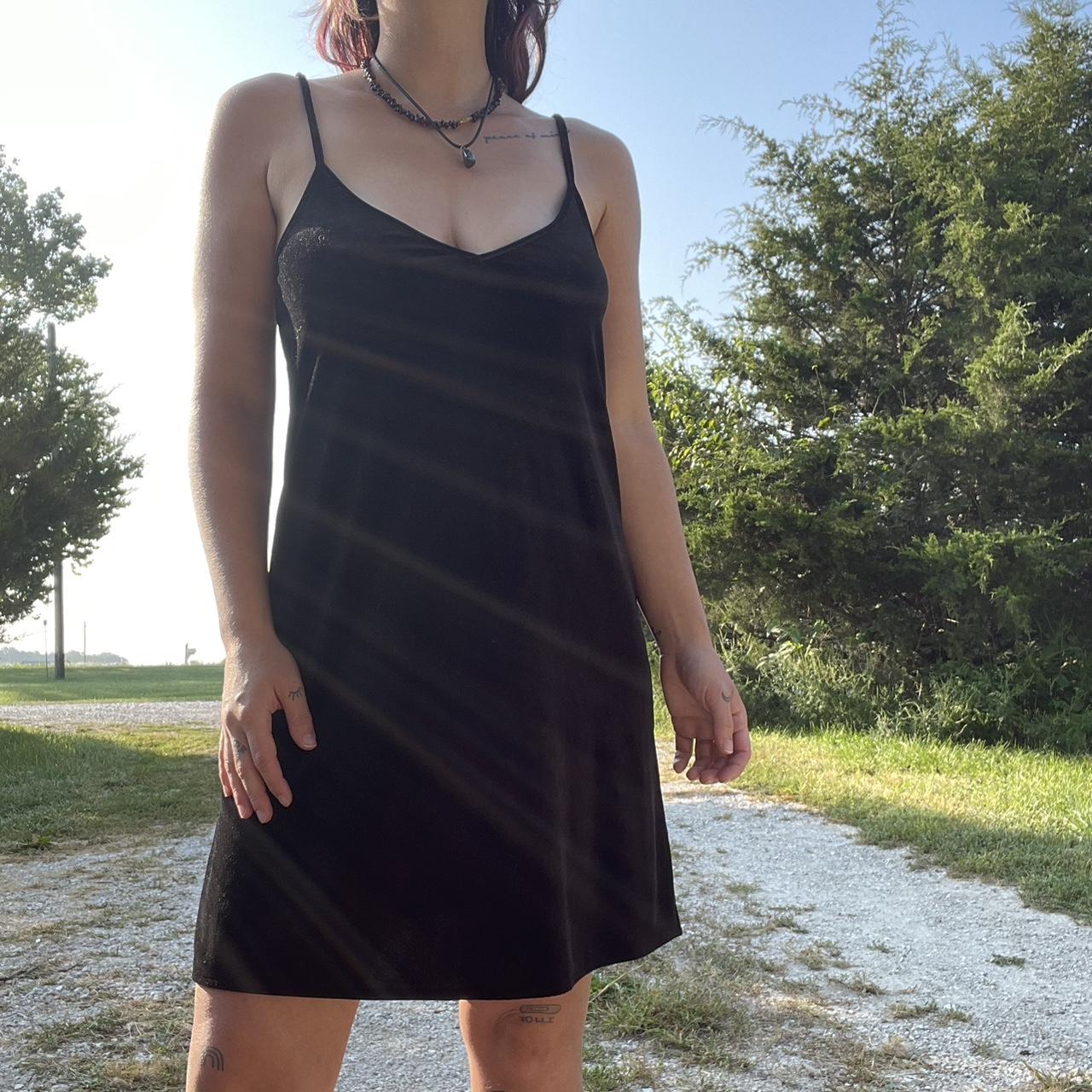 Brandy Melville midi black velvet dress Size... - Depop