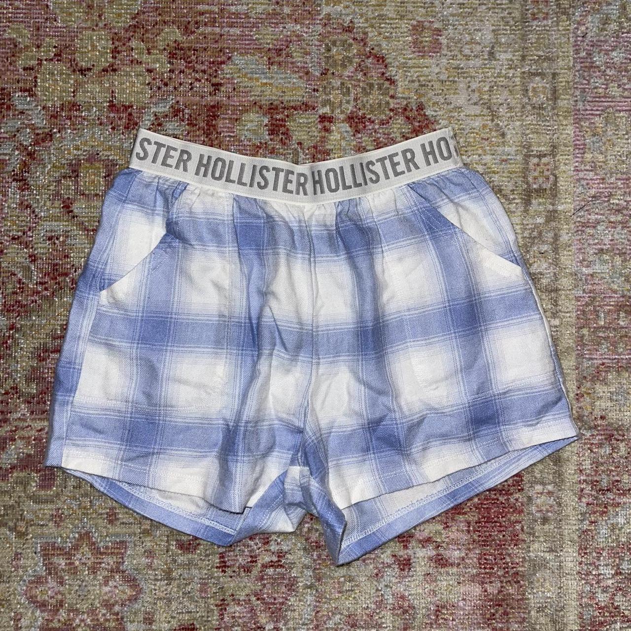 Hollister Blue Plaid Pj Shorts - size x-small can - Depop