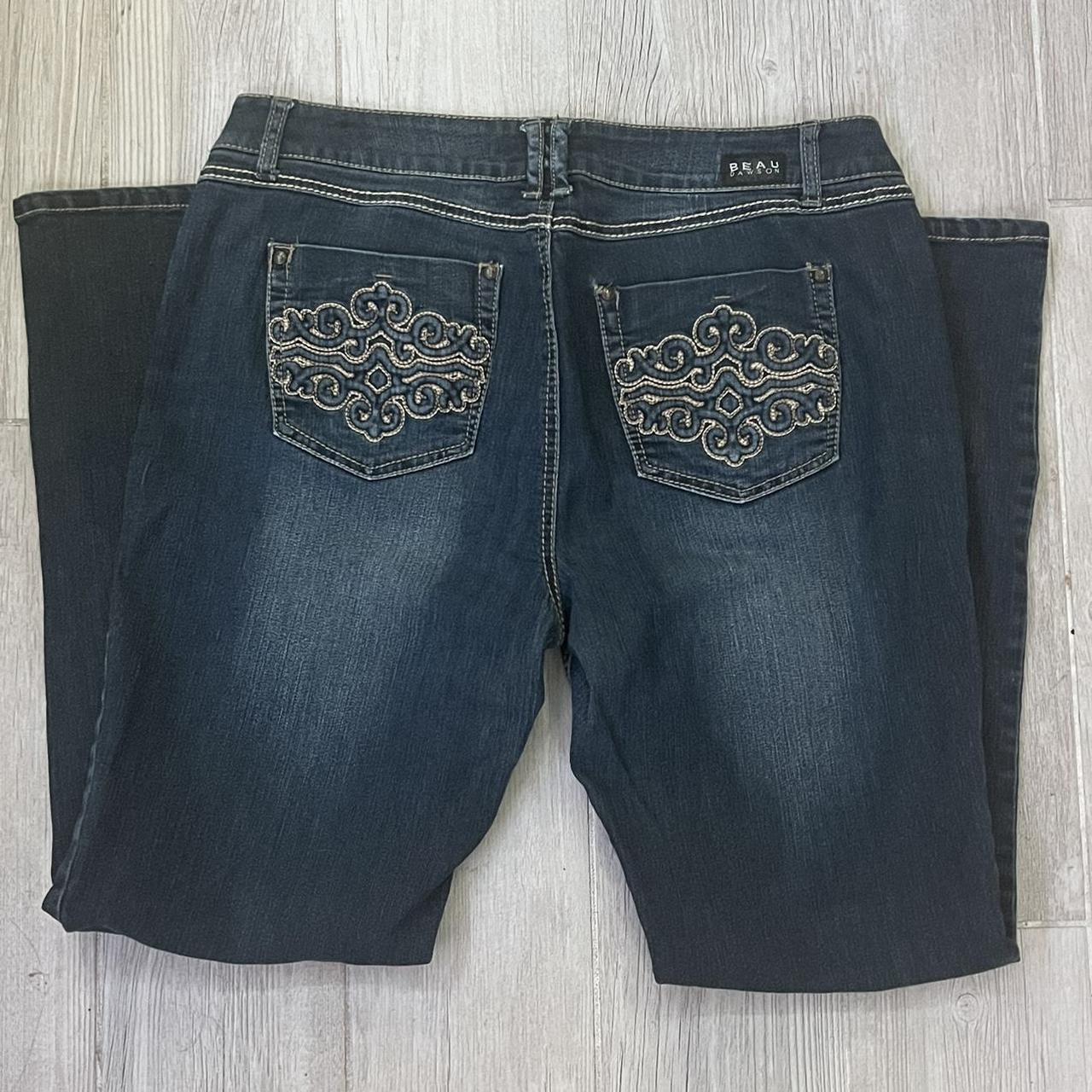 pocket design dark wash jeans open to offers!! size... - Depop