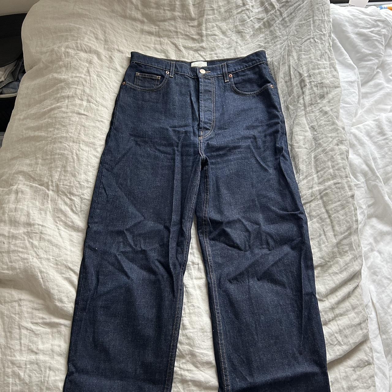 DÔEN straight leg tapered jeans in dark wash Size 30 - Depop
