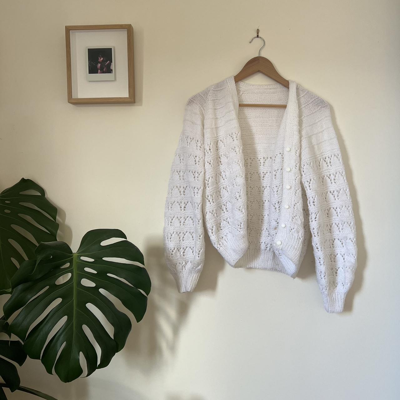 White cardigan, hand made. Super cosy and versatile,... - Depop