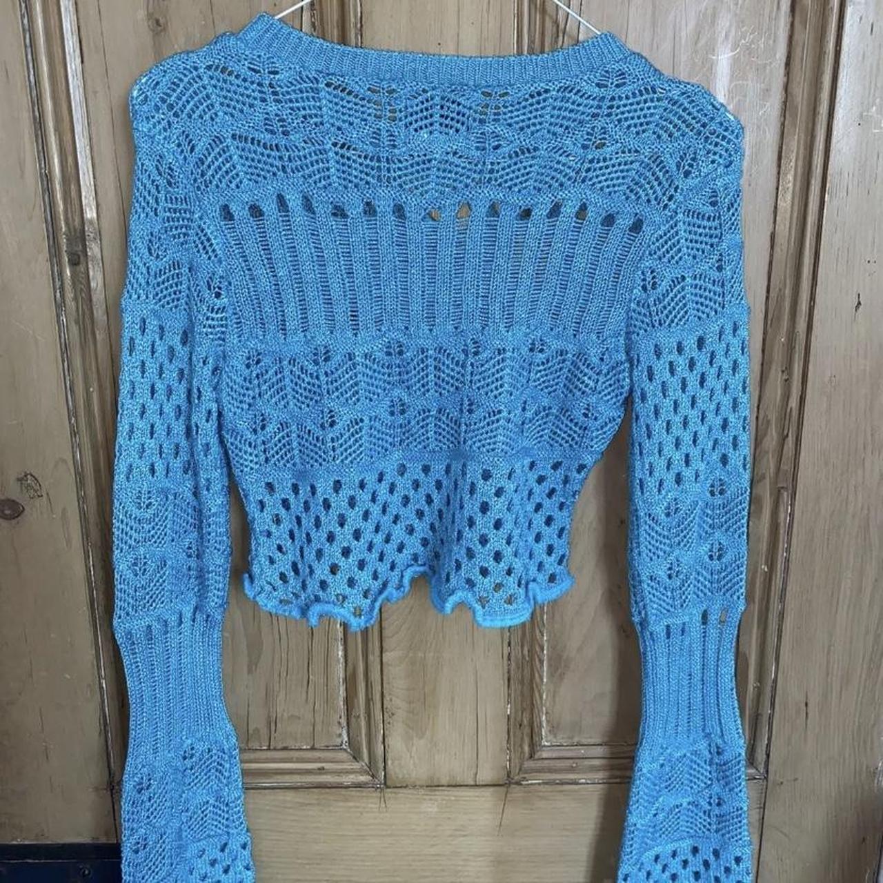 ASOS design blue crochet cropped jumper size -... - Depop