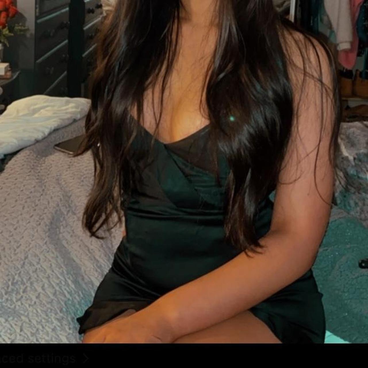 Oh polly 'Dollar Frills' black wrap front satin Depop