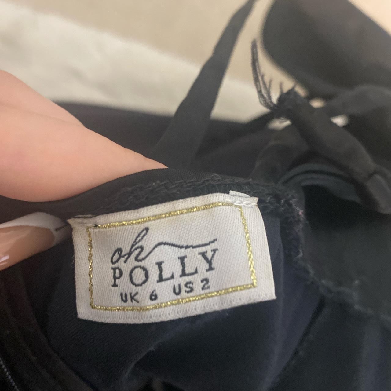 Oh polly 'Dollar Frills' black wrap front satin Depop