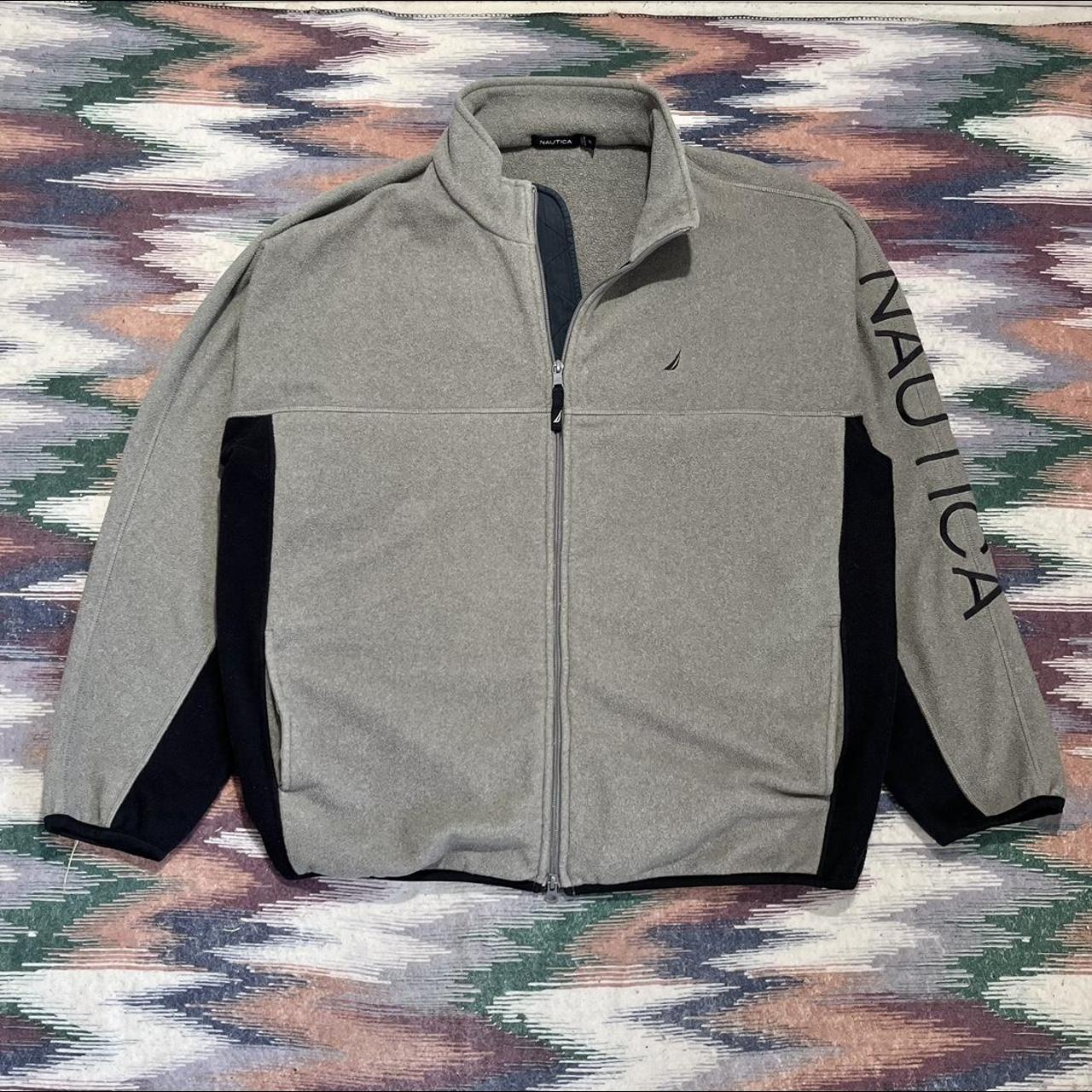 Vintage Nautica Fleece Jacket XL Y2K Gray Full Zip... - Depop