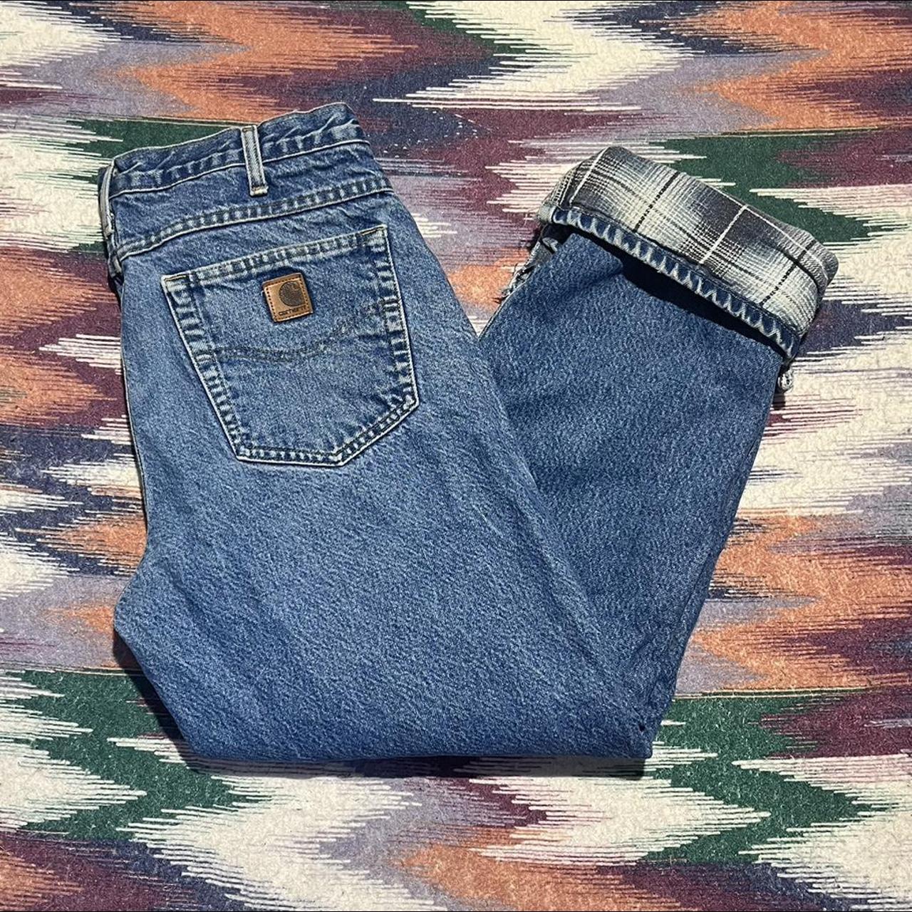 Vintage 90s Carhartt Flannel Jeans Size... - Depop