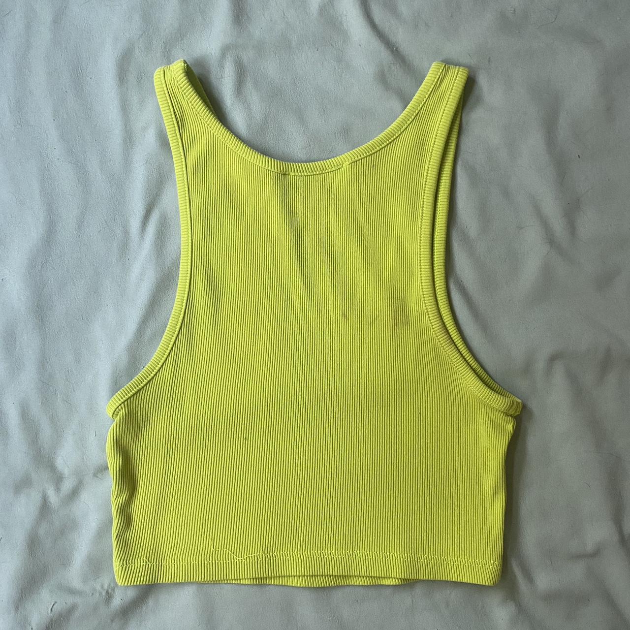 ZARA neon ribbed green tank top xs/s small stain... - Depop