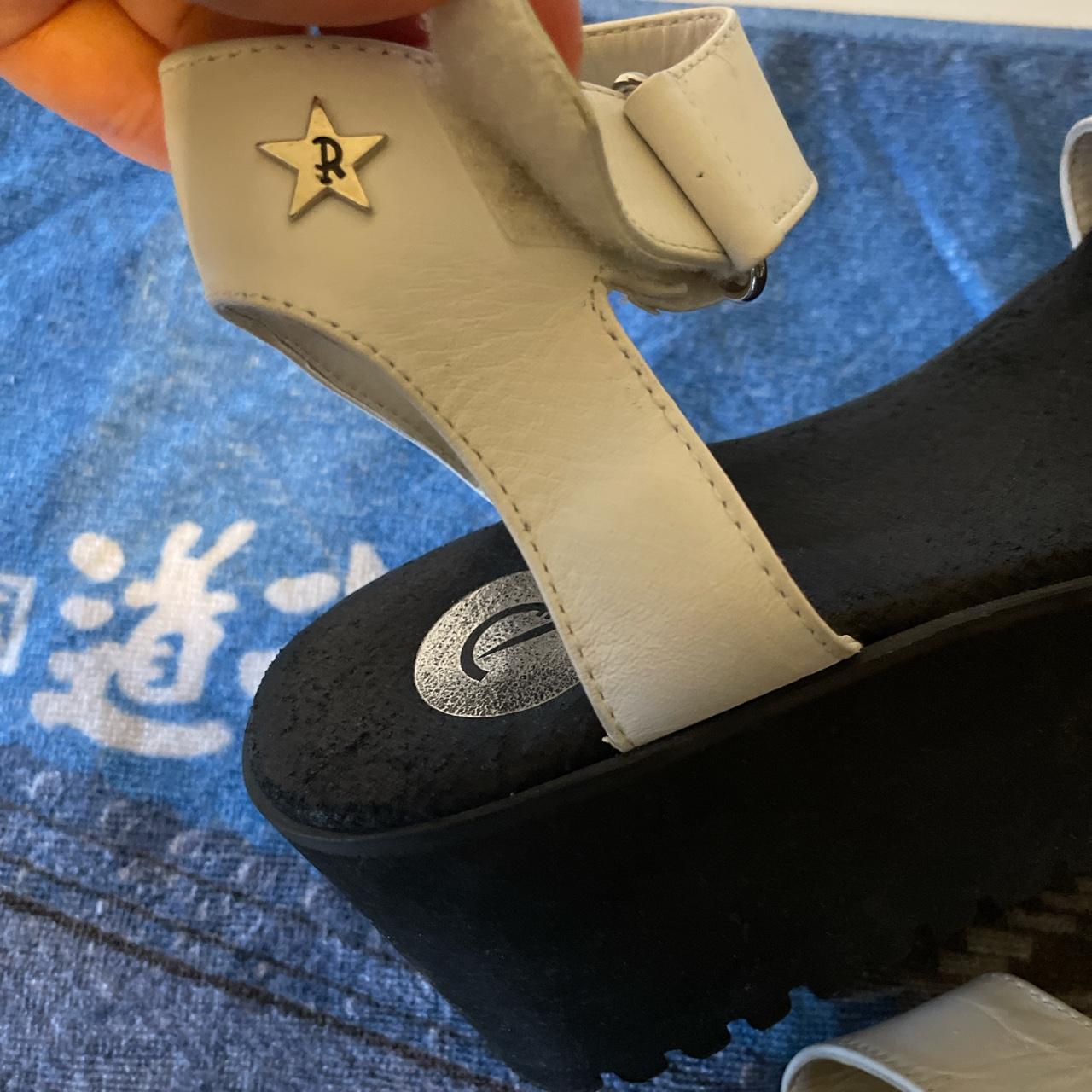 Red or Dead Women's White and Black Sandals Depop