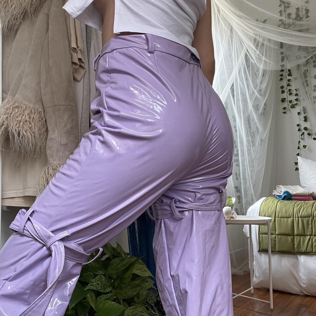 Purple store vinyl pants