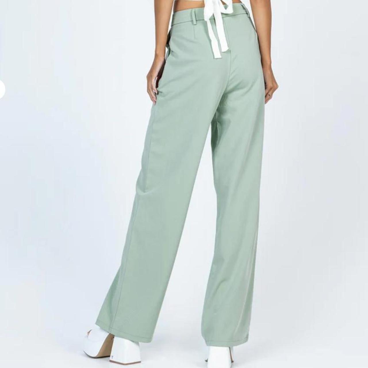 Princess Polly Women's Green Trousers Depop