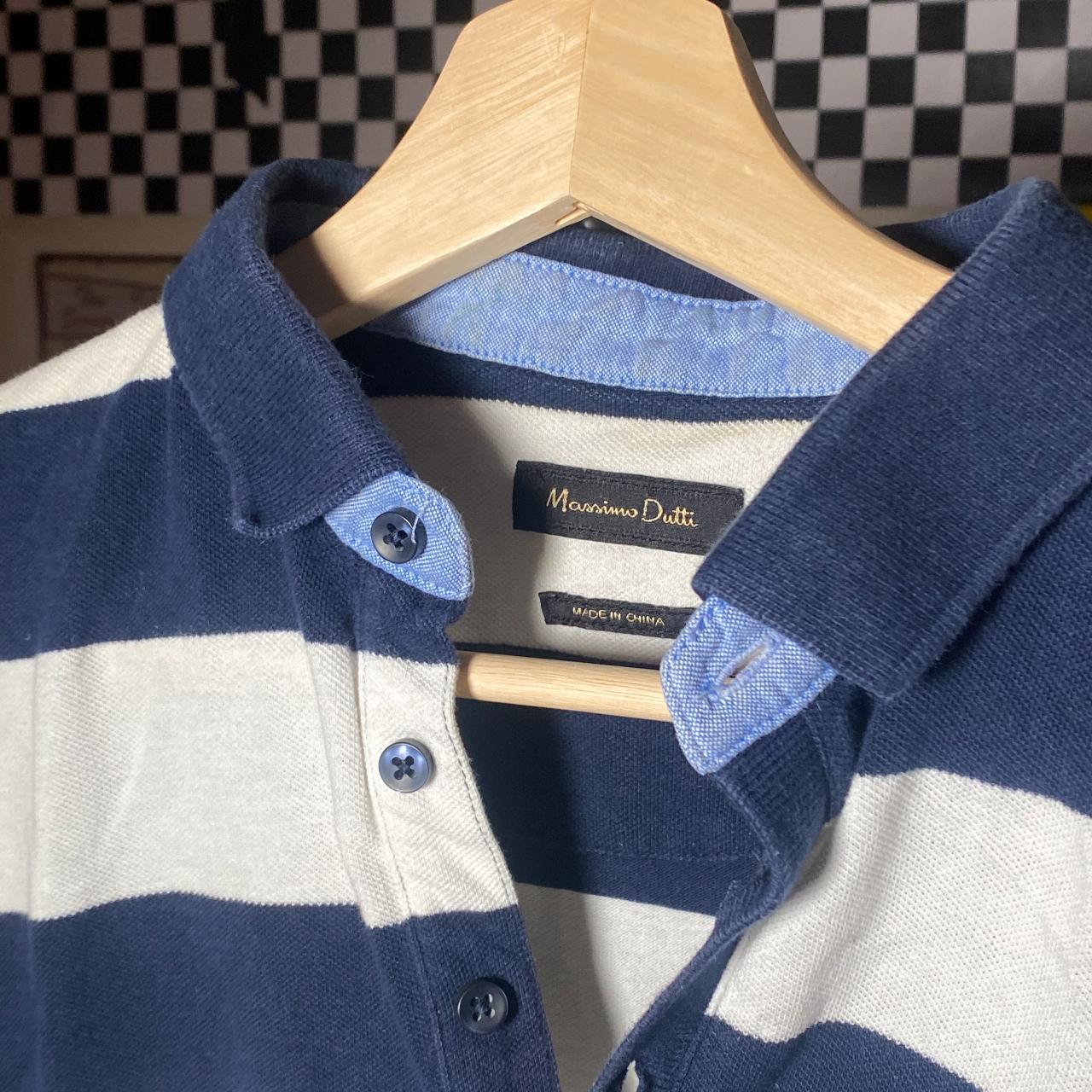 Massimo Dutti Women's White and Blue Polo-shirts | Depop