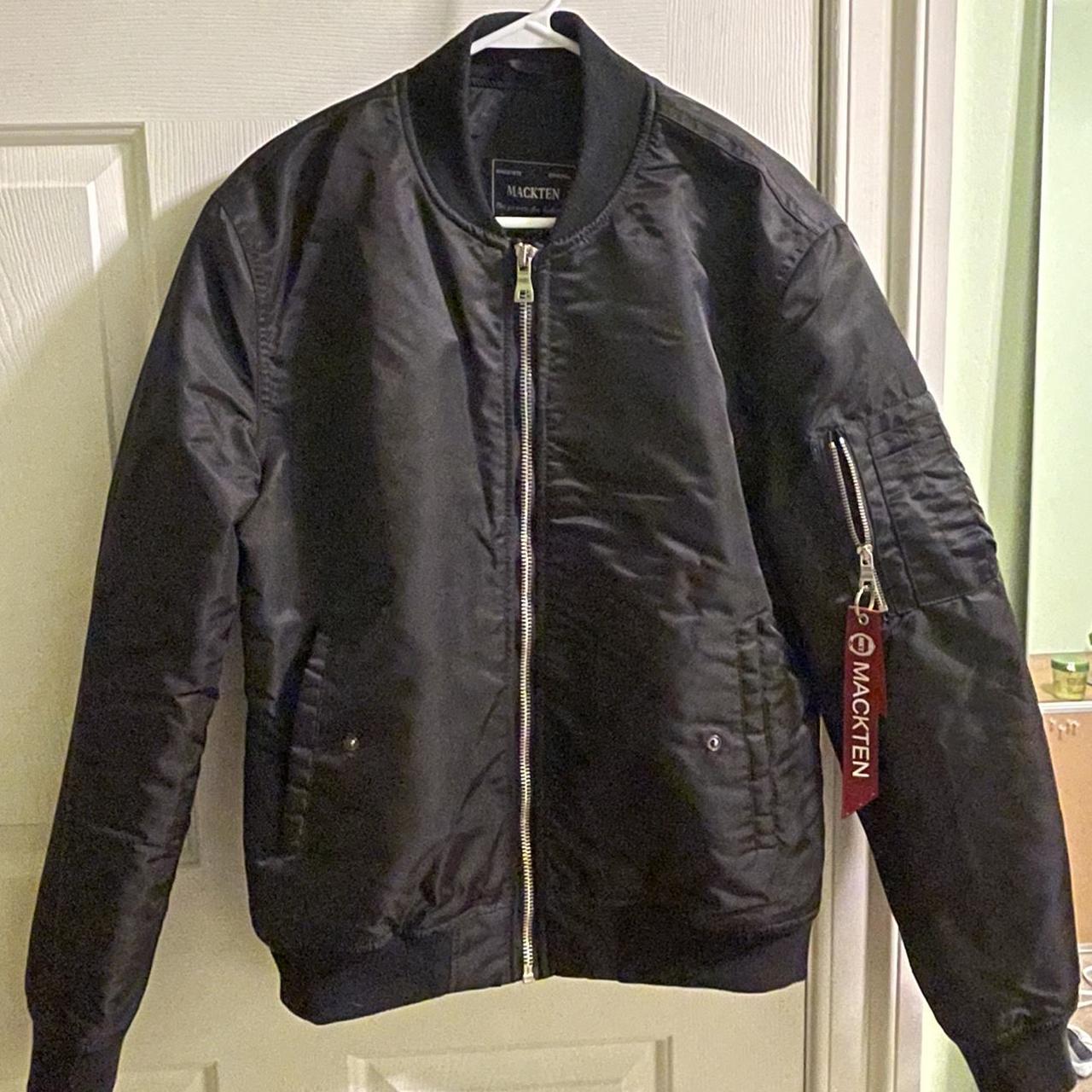 MackTen Black bomber jacket Never worn Bought it... - Depop