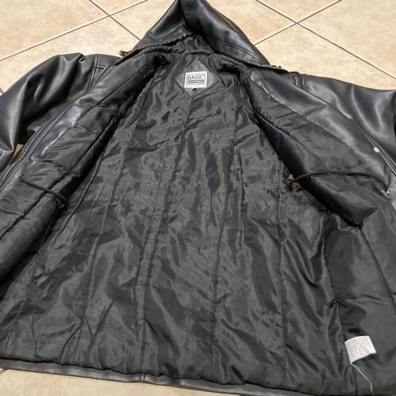 Basic editions faux leather jacket size Large ... - Depop