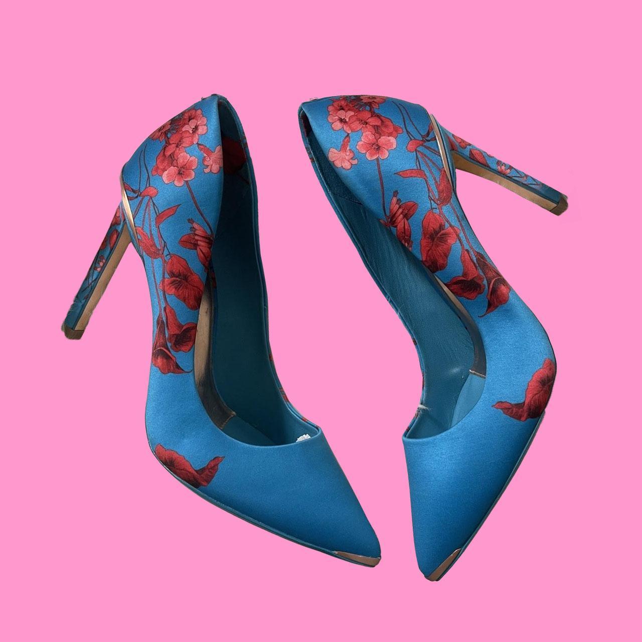 TED BAKER MELNIP FLORAL PRINT STAIN PUMPS teal