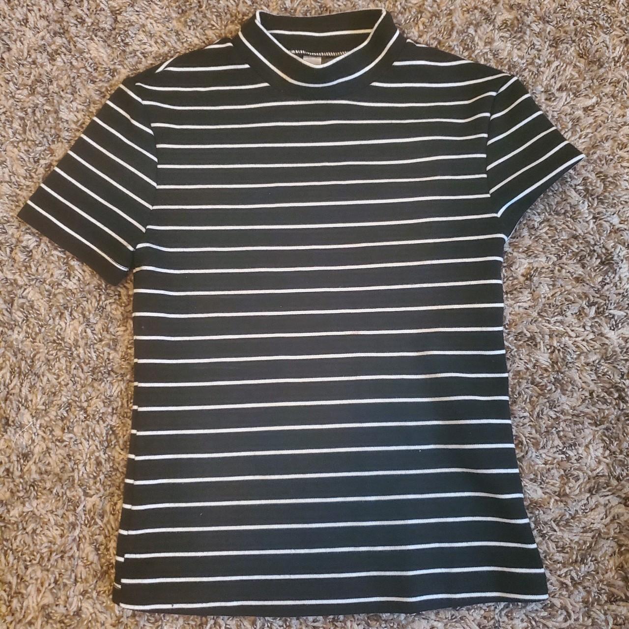 American Apparel Women's Black and White Croptop Depop
