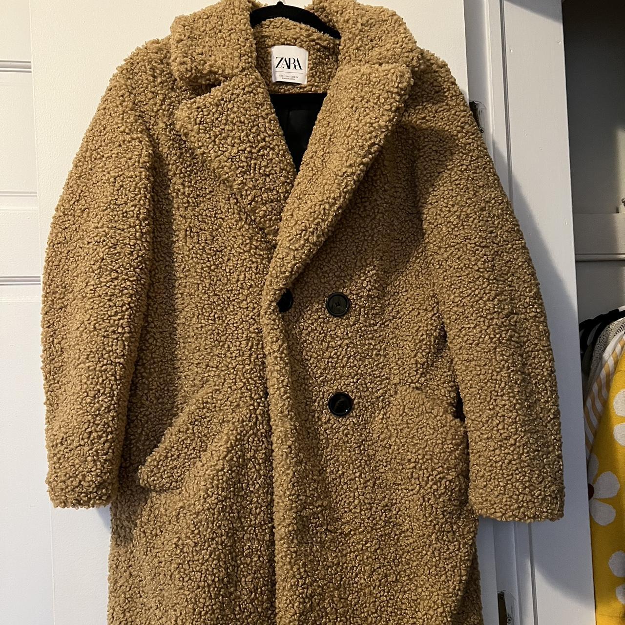 Zara Women's Tan and Brown Coat Depop