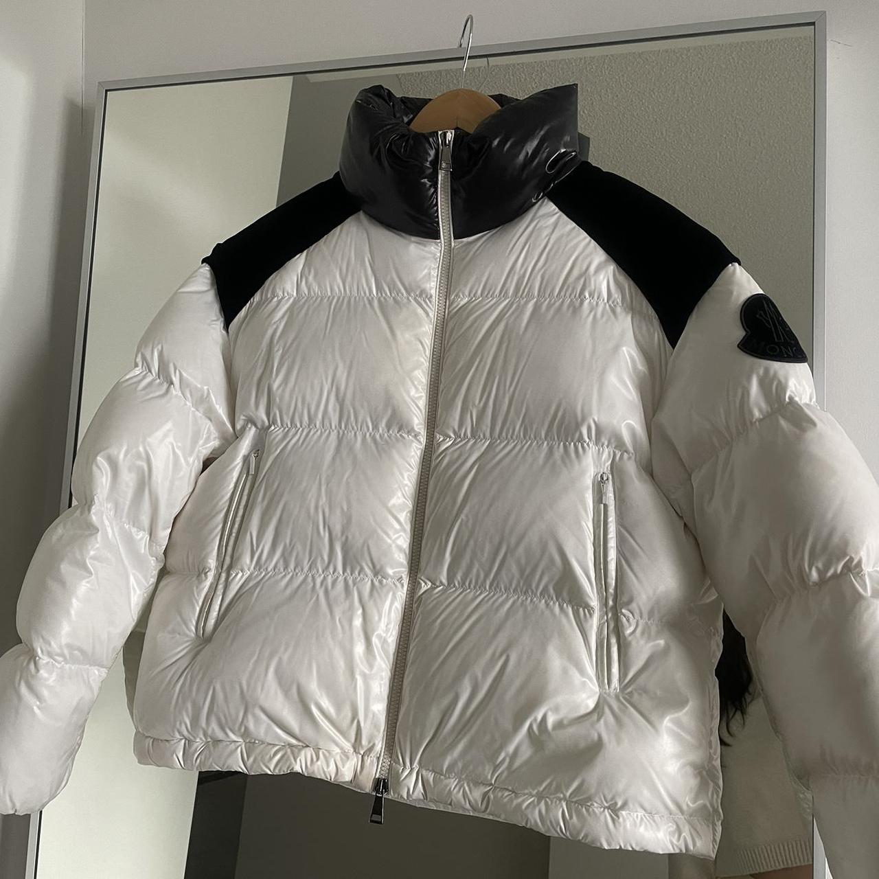 Moncler Chouelle jacket Size 1 White with black | Depop Moncler Chouelle jacket Size 1 White with black | Depop