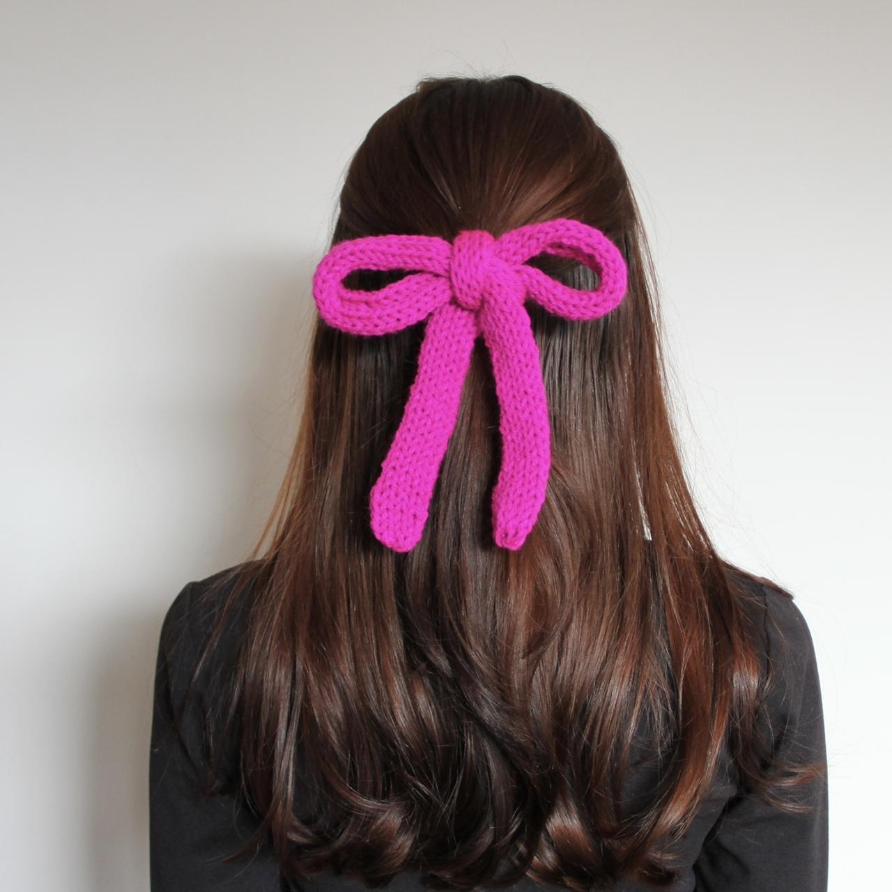 Knit Mohair silk hair bows. Hair ties. I-cord ties. - Depop