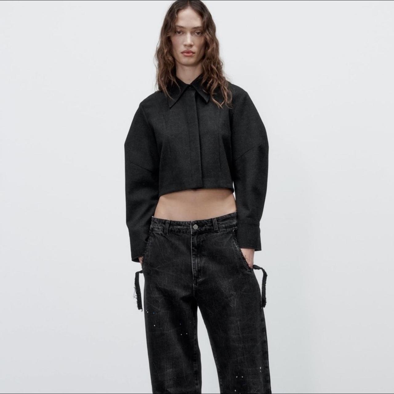 Zara Cropped Button Up Shirt (the buttons are hidden... Depop