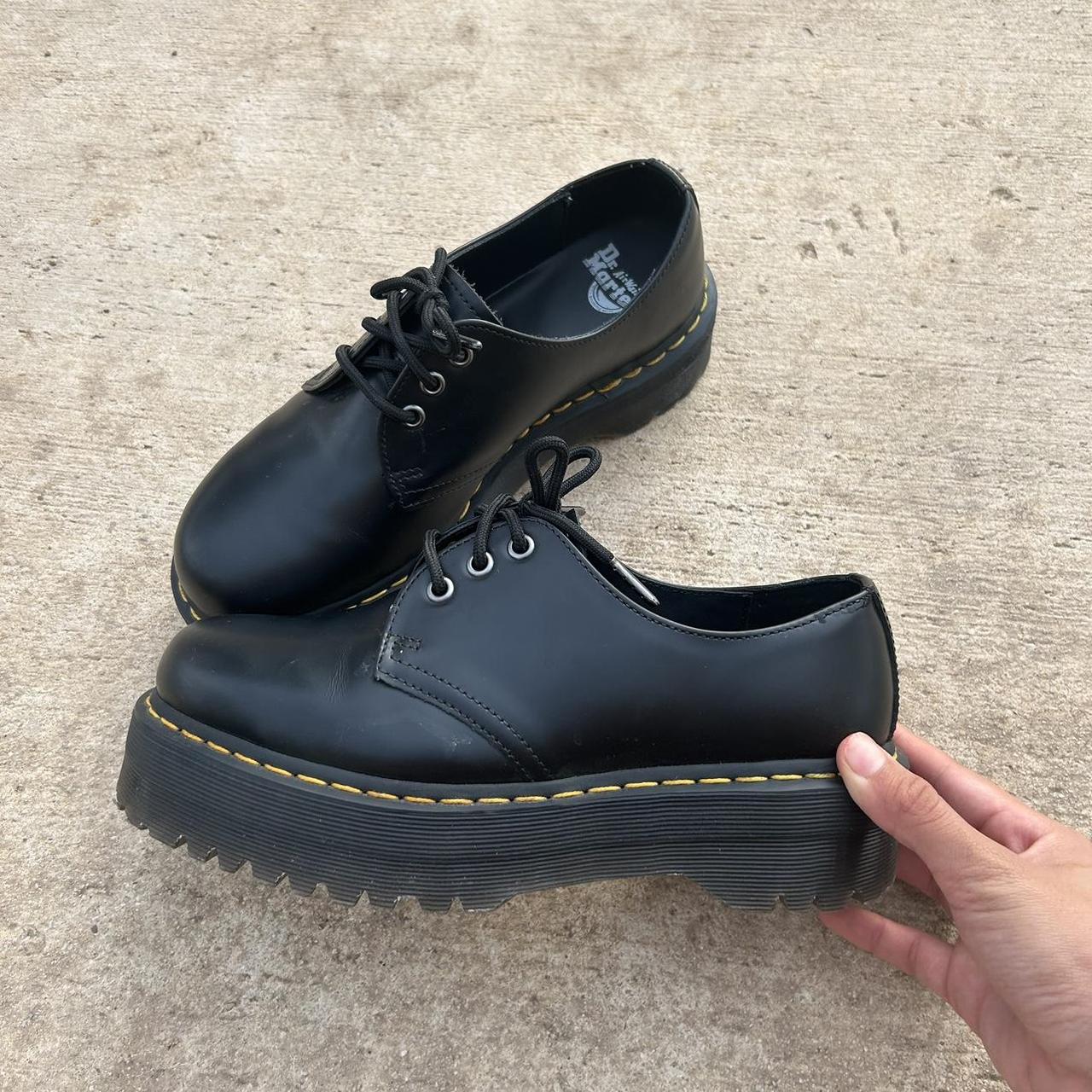 1461 smooth leather platform dr martens used only a... - Depop