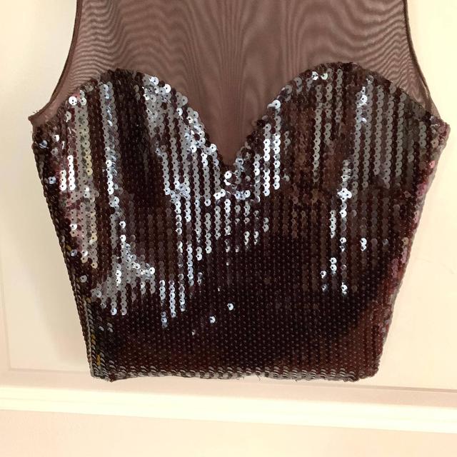 Cute going out crop top! Sequin with velvet material - Depop