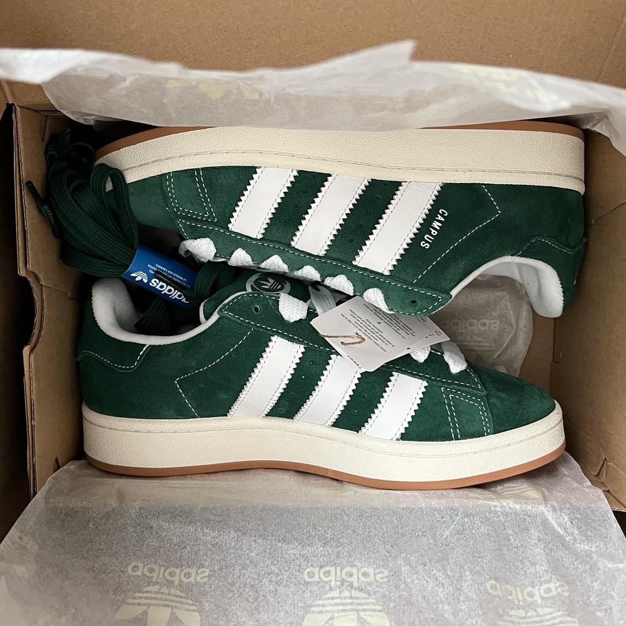 Adidas Women's Green and White Trainers | Depop