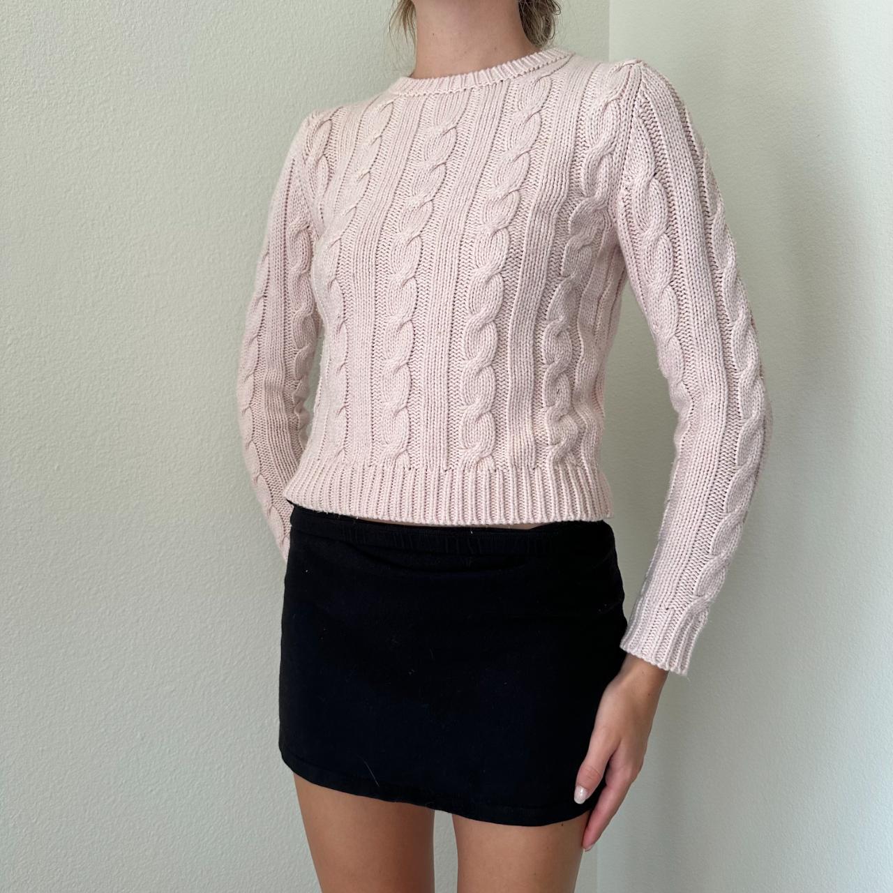 baby pink sweater knit crewneck sweater in the... - Depop