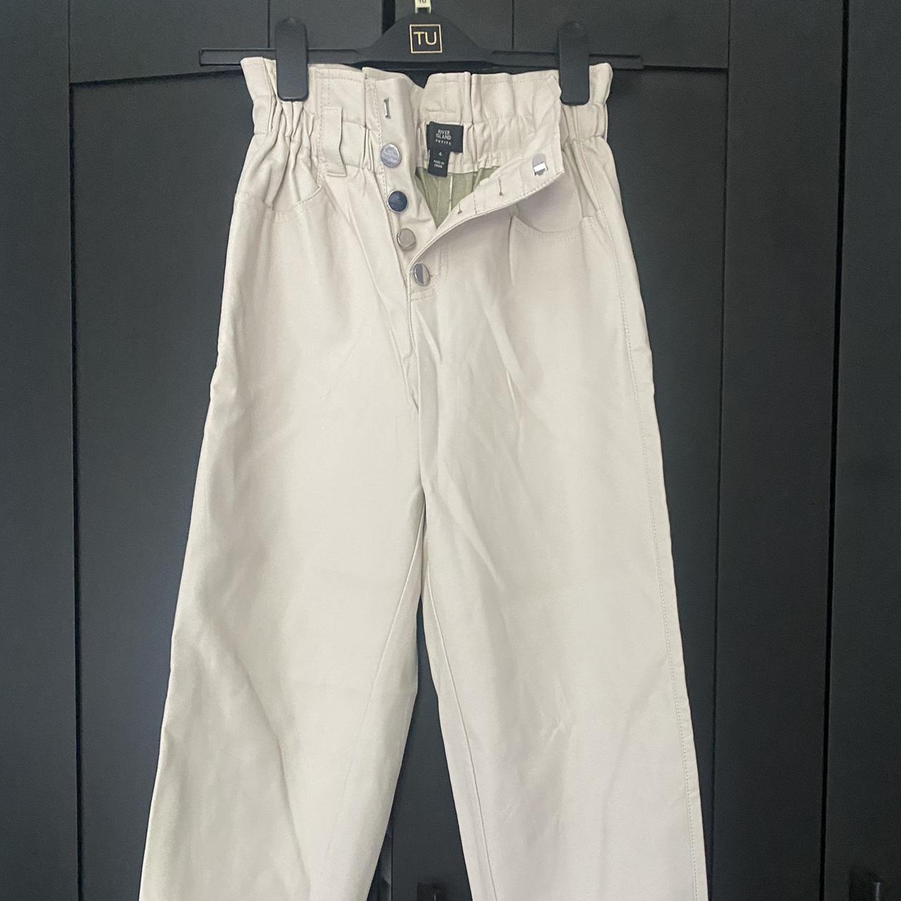 River Island Cream Leather Trousers Hardly