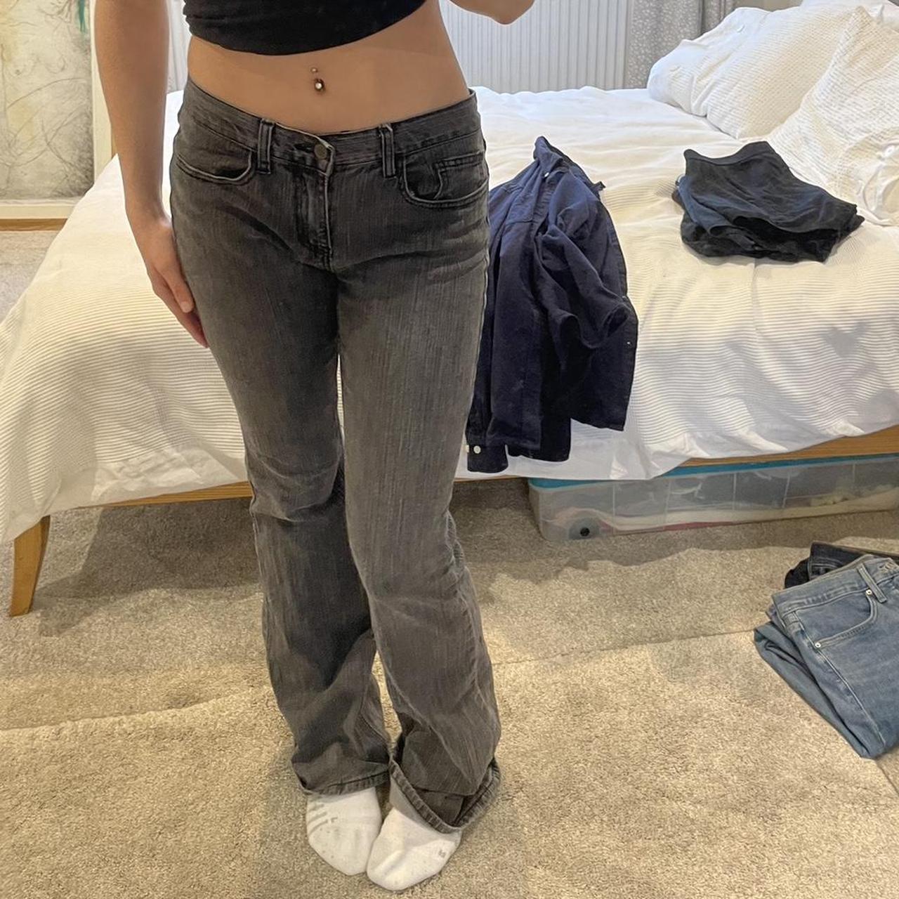 Black brandy Melville vintage grey wash y2k flared... Depop