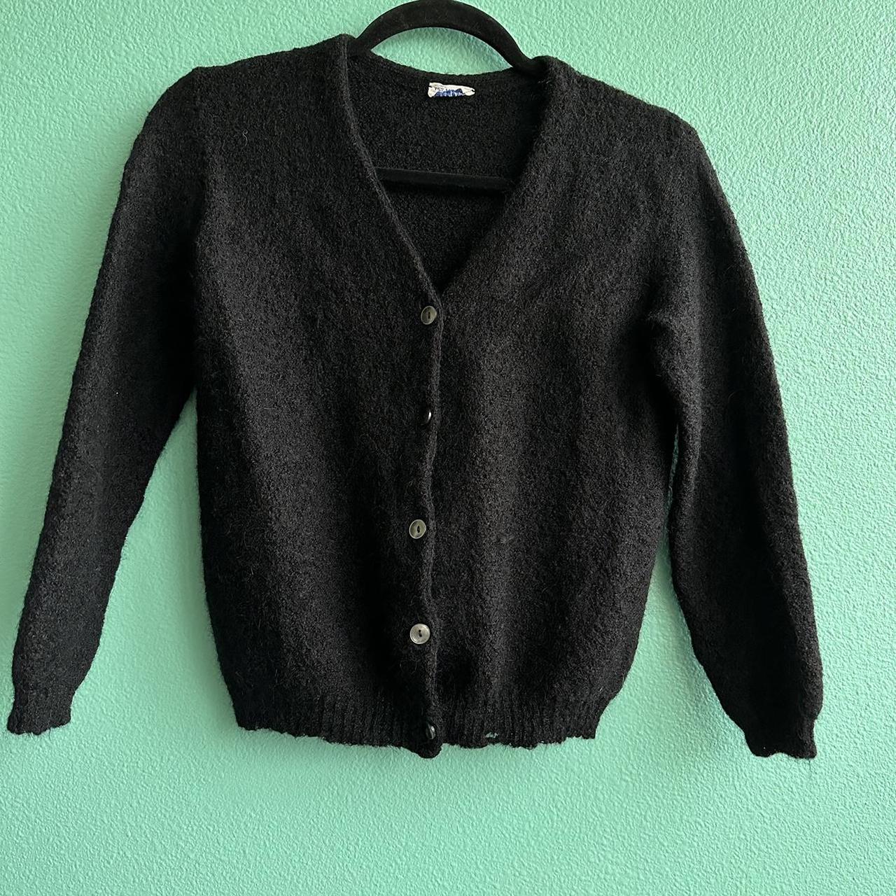 Vintage 60s Black Mohair Cardigan Good condition,... - Depop