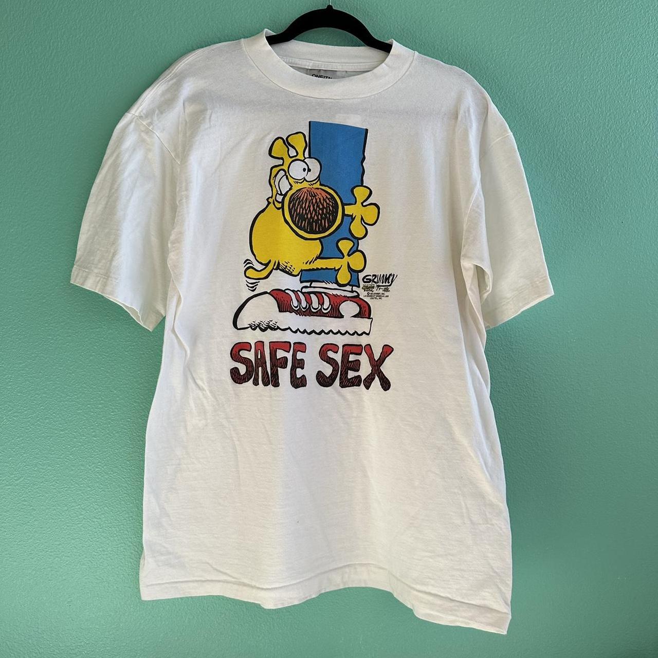 Vintage 90s Safe Sex T-shirt Dated 1990 Size XL on...